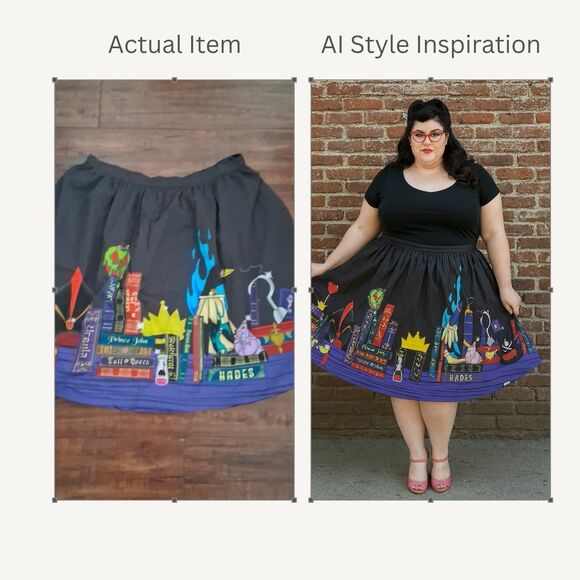 Loungefly Stitch Shoppe Disney Villians Bookshelf Skirt Womens Plus Sz 2X Black - Picture 1 of 16